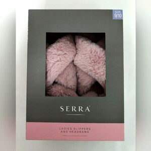 Pink Ladies Slippers and Headband / Size 9-10